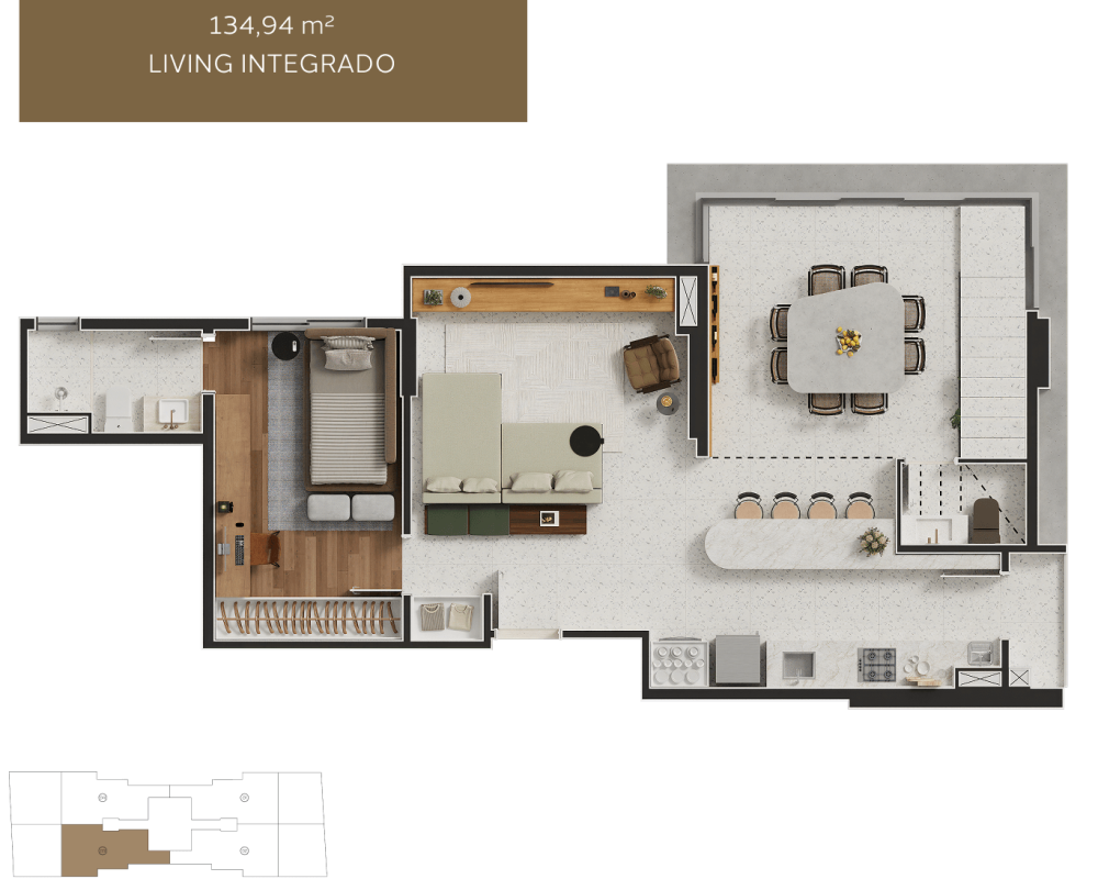 Gallery_Planta Duplex Inferior_134m²_Sala Integrada