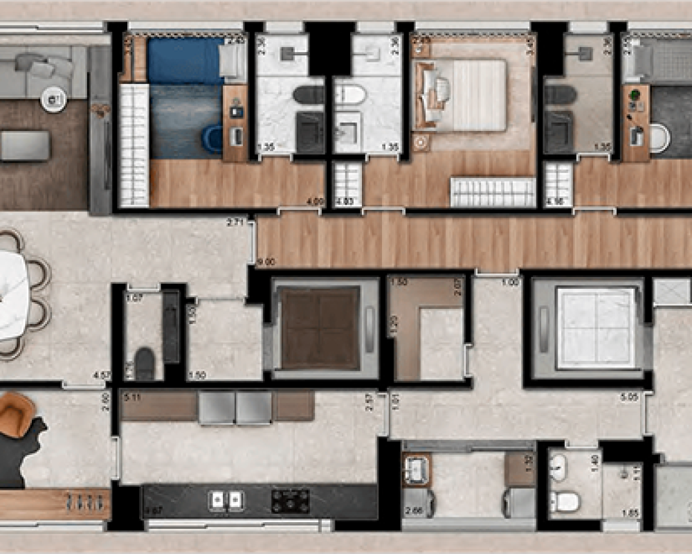 Planta-tipo -252m²-Tonino Lamborghini_Jardins_Sâo Paulo