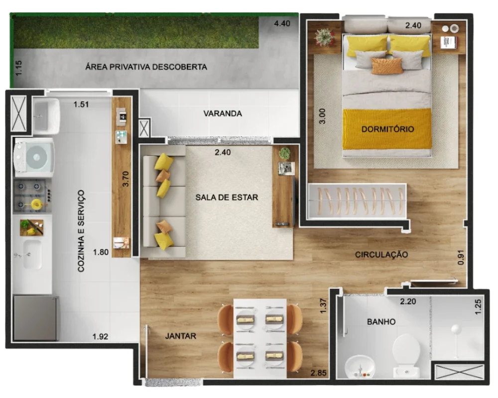 Planta_1Dorm_33,62m²