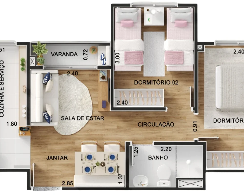 Planta_2dorms_43,47m²